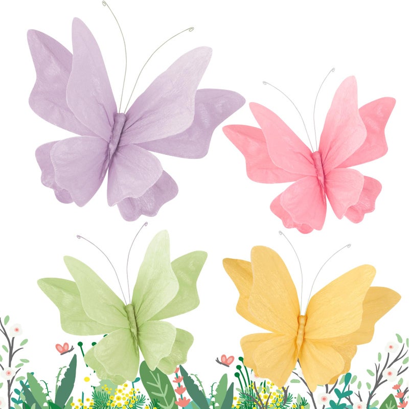 SUNBEAUTY Butterfly Party Decorations, 3D Paper Butterfly Decoration, Hanging Paper Butterfly for Baby Shower Decorations Girls, Women, Paper Flowers for Wall Decoration, Set of 4 - Image 1