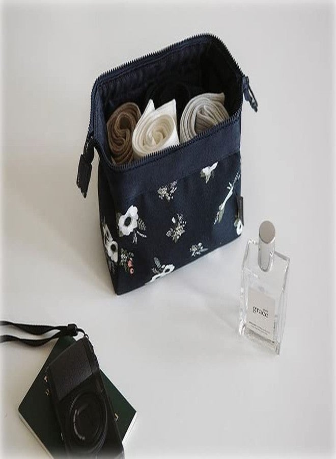 Luxula Multifunction Printed Cosmetic Makeup Stationery Portable Vanity Jewelry Travel Pouch Purse Organizer for Women and Girls (Black) - Image 3