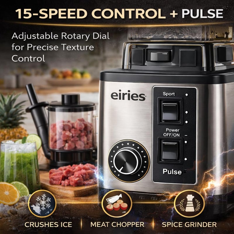 ULTIMATE 3-in-1 Professional Blender & Food Processor 800W Heavy Duty Meat Chopper & Spice Grinder 2.5L Large Capacity Stainless Steel Base 15-Speed Control for Smoothies Ice & Meal Prep - Image 3