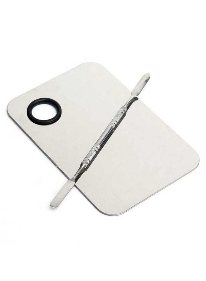 B-LADY Stainless Steel Cosmetic Makeup Palette, Professional Cosmetic Mixing Makeup Palette Spatula Makeup Artist Tool, Beauty Salon Color Cream Mixing Palette With A Spatula Makeup Nail Art Palette - Image 4