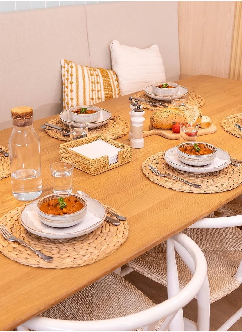 CityRiya-Long Placemats 2 Packs Heat Resistant Table Mats 35*35cm Placemats Washable Placemats for Kitchen Dining Table Non-Slip Round Table Mats Place Mats for Dining Table Woven Vinyl Dinner Mats  - Image 3