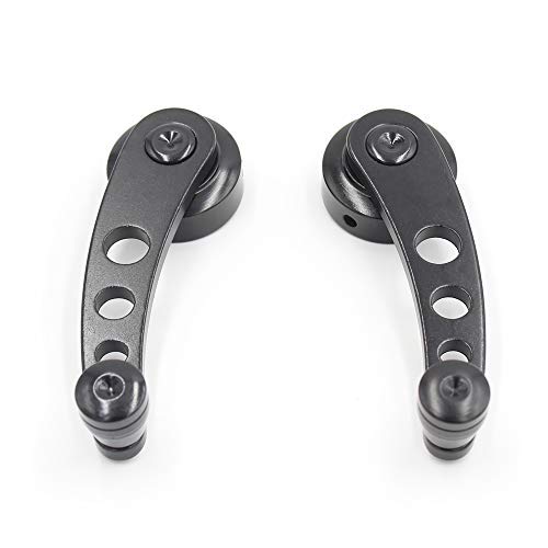 dkvaess 2Pcs Universal Car Window Handle Winder Riser Replacement Winder Crank Riser Window Handles Aluminum Alloy (Black) - Image 1