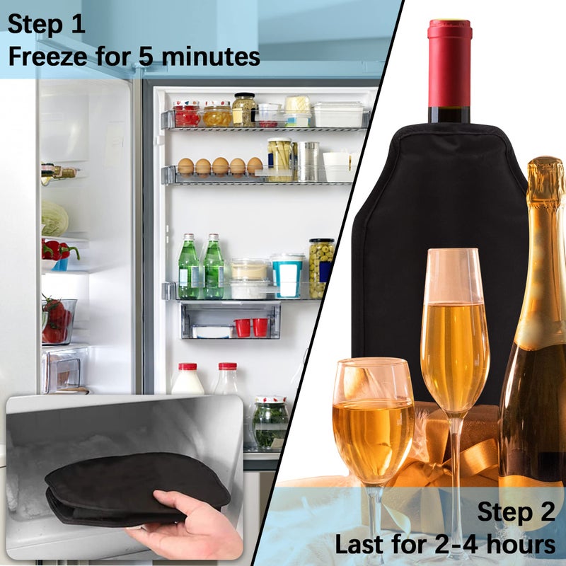 Thimmamma Wine Cooler Sleeve, Wine Bottle Gel Cooler Sleeve Freezer Chiller, Long Lasting Keep Wine Cool and Chill Sleeve for Prosecco Champagne Beer Wine Bottles - Image 4