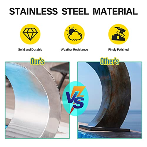 JENLER Stainless Steel 304 Pool Fountain Silver Color for Ground Pools Garden Outdoor Waterfalls Sheer Descent Pond Water Feature-23.6" Height - Image 4
