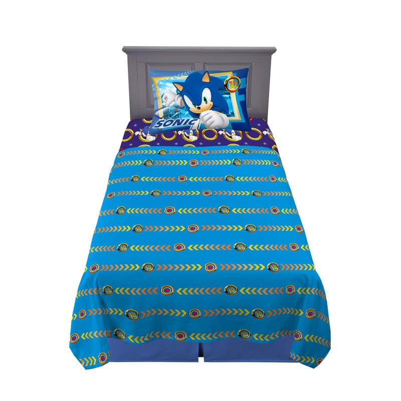 Franco Kids Bedding Super Soft Microfiber Sheet Set, Twin, Sonic The Hedgehog, Anime - Image 1
