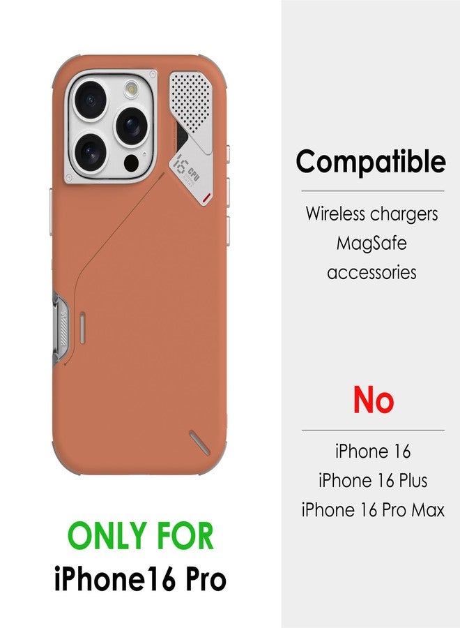 Aulumu A16 Shockproof Case for iPhone 16 Pro | Updated Camera Control | Real Cooling | Aluminum Alloy Camera Frame | Multi-Layer Composite Protection - Yellowish-Brown - Image 2