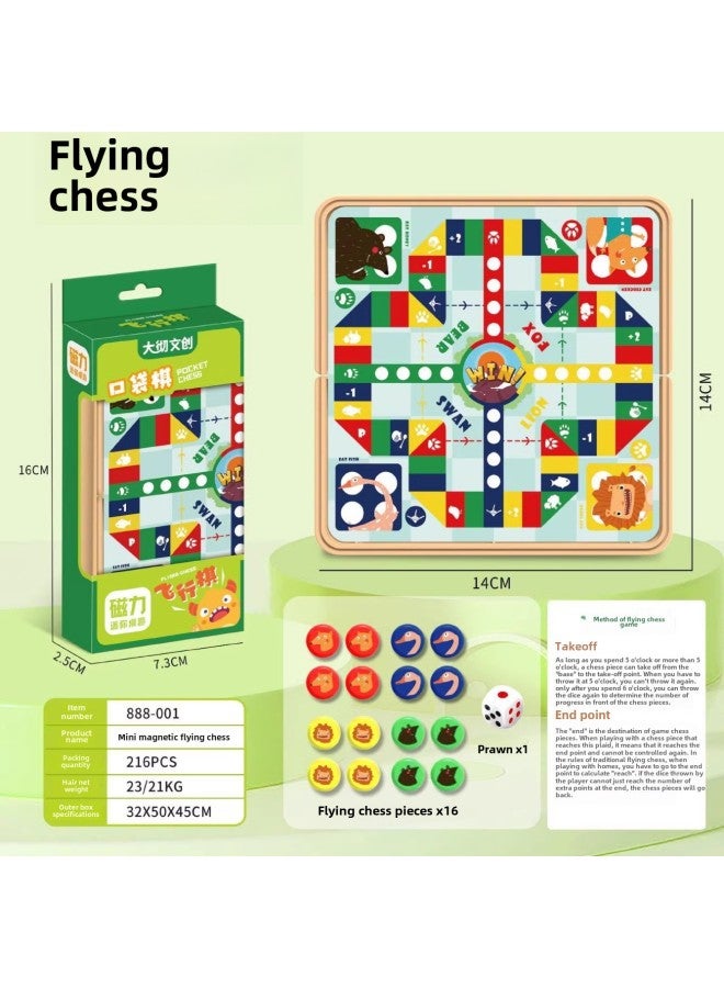 Mini Magnetic Flying Chess Portable Pocket Chess Folding Board Chess Board Game Puzzle Fun Toys-color:Magnetic Pocket Chess-Backgammon-English Packaging - Image 2