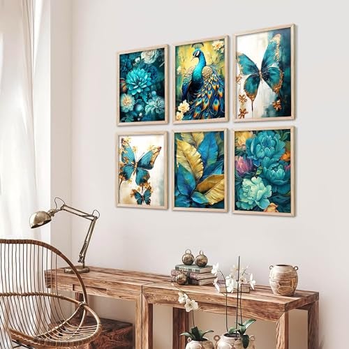 walllane - Painting for Wall Decoration - Floral Painting for Living Room Bedroom Office Room Decor - Premium Digital Paintings with Frame for Home Decoration - Pack of 6 (13x17 inch, A) - Image 3