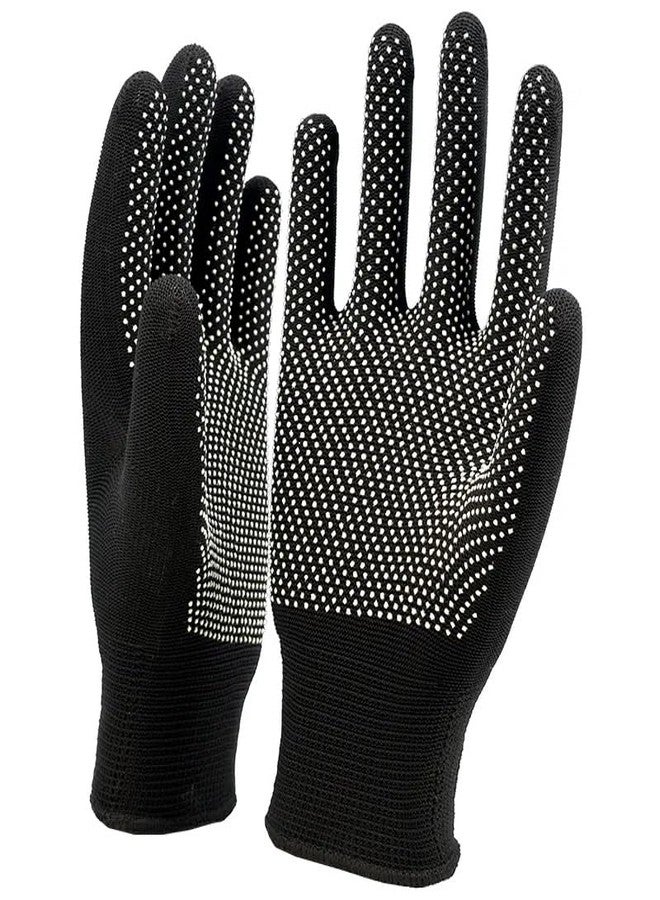 Peeruka Sports PVC-Dotted Cotton Gloves for Enhanced Grip - Ideal for Cricket, Biking, Outdoor Adventures, and Work (Pair, Black) - Image 1