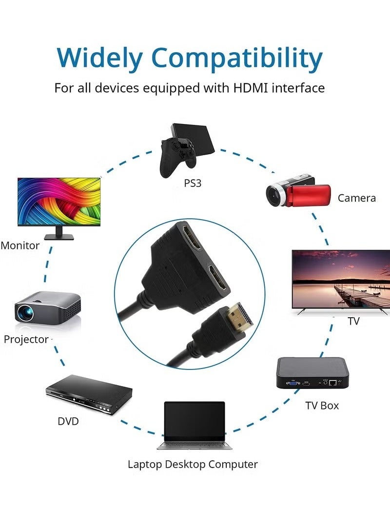 كابلات الفاصل HDMI ذكر 1080P إلى HDMI المزدوج أنثى 1 إلى 2 طريقة HDMI الفاصل محول كابل ل HDTV HD ، LED ، LCD ، TV ، دعم اثنين من أجهزة التلفزيون في نفس الوقت - Image 2