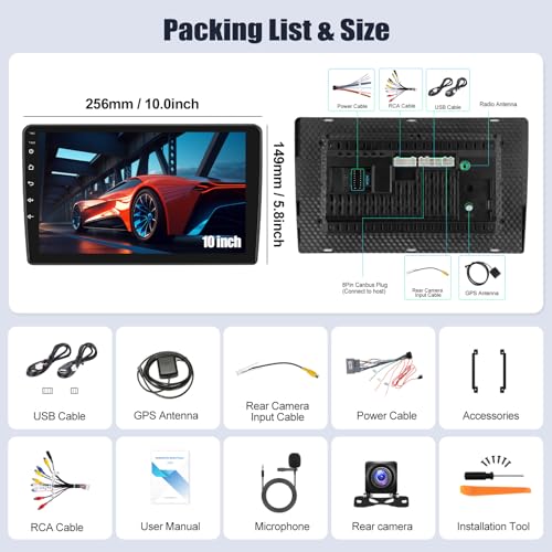 SIXWIN 4G+64G Android Car Stereo for Ford Explorer 2005-2010 10.1 Inch Touch Screen with CarPlay Android Auto Mirror Link UI Bluetooth FM GPS Navigation WiFi FM SWC Shot Cut Backup Camera MIC - Image 4