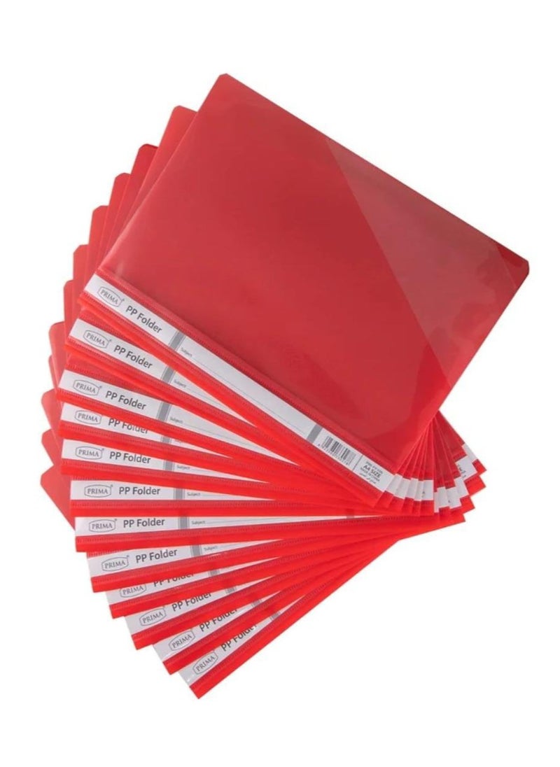 PRIMA 12-Piece Clear File Folder A4 Red  - Image 1