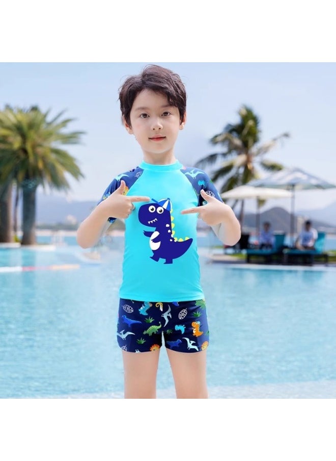 Generic Children's Swimwear Split Big Kids Boys Teenagers Swimwear Summer Hot Swimwear Swimsuit Suit-Color:Blue Dinosaur [special Offer]-Size:6xl (recommended Height 160-170cm)  - Image 1