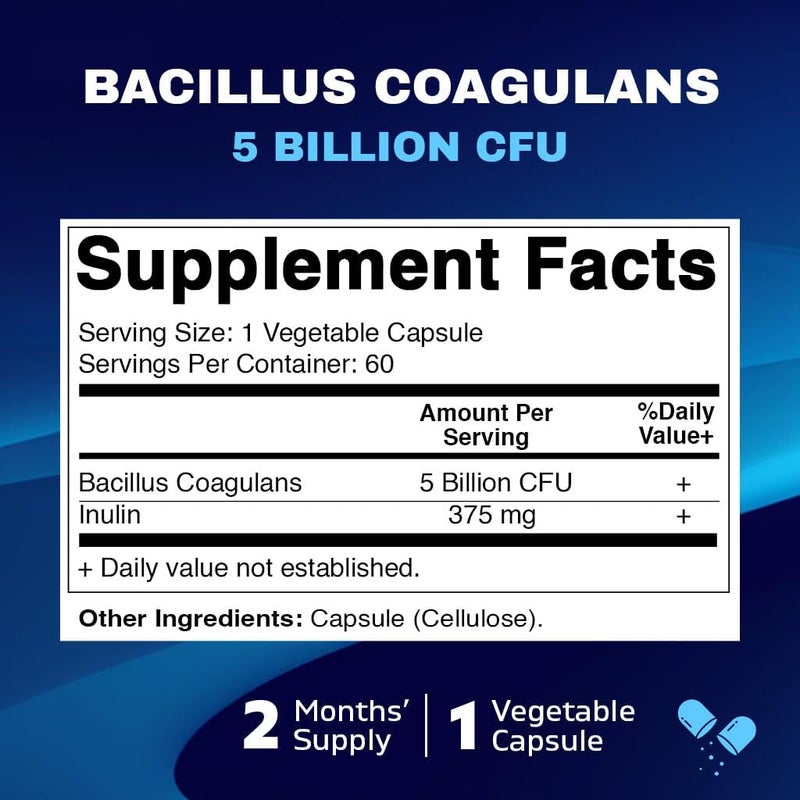 Vitamatic فيتاماتي Bacillus Coagulans مكمل البروبيوتيك المستقر على الرف لتعزيز صحة الجهاز الهضمي 60 كبسولة نباتية يبقى فعالاً أمام أحماض المعدة - Image 2