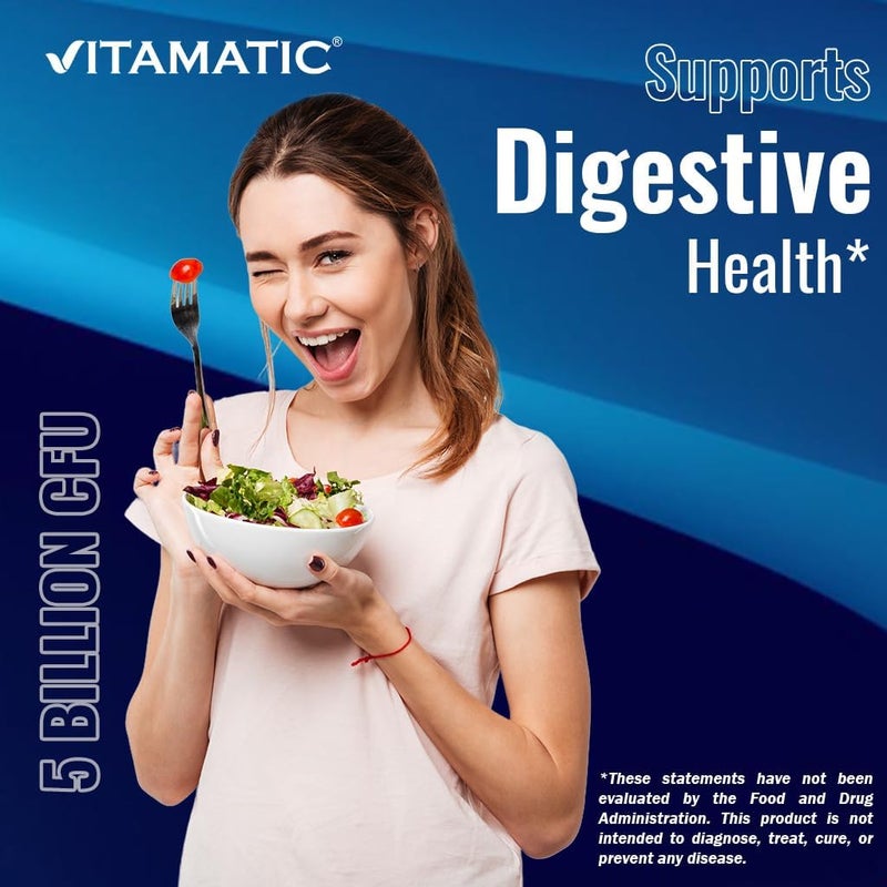 Vitamatic فيتاماتي Bacillus Coagulans مكمل البروبيوتيك المستقر على الرف لتعزيز صحة الجهاز الهضمي 60 كبسولة نباتية يبقى فعالاً أمام أحماض المعدة - Image 4