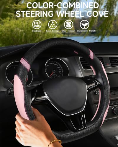 Cxtiy DShaped Flat Bottom Steering Wheel Cover for Women Girl Stylish Car Accessory NonSlip Car Interior Accessories Pink - Image 5