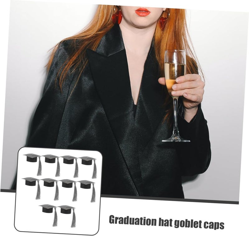 VOSAREA Graduation Hat Goblet Covers Stylish Tassel Design Drink Lids for Parties Versatile Wine Caps Goblet - Image 3