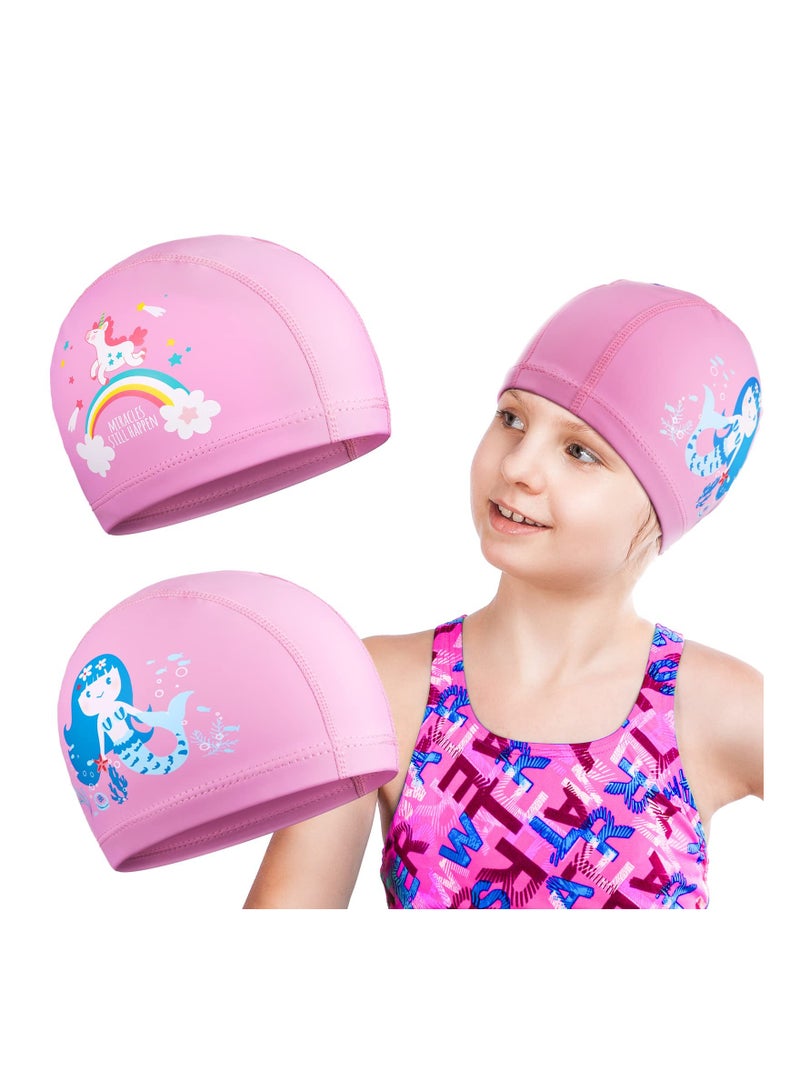 SOLARAE Unicorn Swimming Cap for Kids - Waterproof Swim Hat for Girls, Boys, Toddlers & Children, Perfect for Long or Short Hair, Ideal for Swimming and Bathing Activities. - Image 1