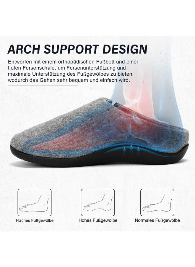 ERGOfoot House Slippers With Arch Support, Orthopedic Slippers for Plantar Fasciitis Pain Relief, Comfy Wool Felt Clog, Non-Slip Indoor Outdoor House Shoes for Women and Men, Grey, 6 Women/5 Men - Image 3