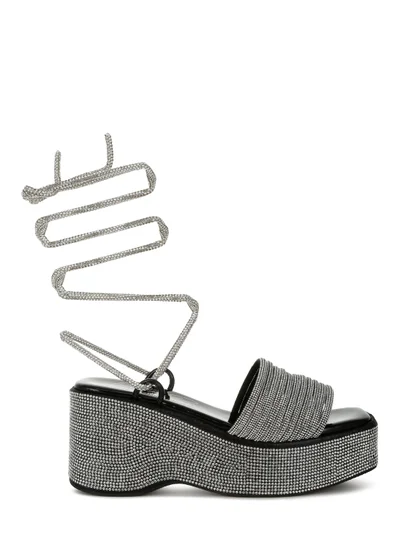 London Rag Rhinestone Embellished Lace-Up Sandals