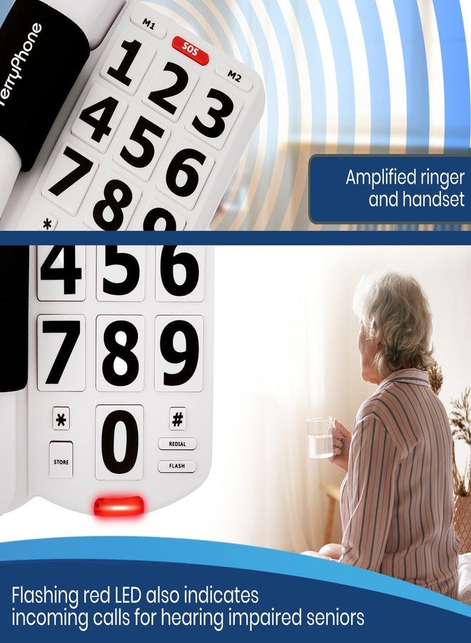 Acenis Big Button Phone for Seniors - Corded Landline Telephone - Large Buttons and One-Touch Dialling for Visually Impaired - 80 dB Amplified Ringer for Hearing Impaired, Ergonomic Non-Slip Grip - Image 4