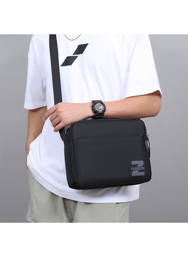 Style Men's Crossbody Shoulder Bag Waterproof PU Casual Simple Satchel Fashionable And Convenient Casual Travel Men's Small Bag-Color:Black - Image 3