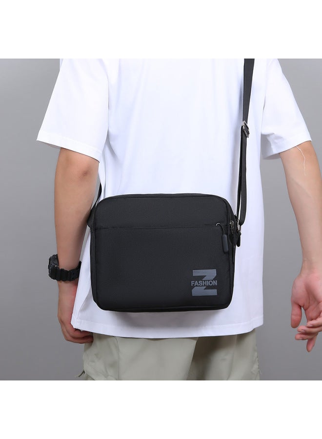 Style Men's Crossbody Shoulder Bag Waterproof PU Casual Simple Satchel Fashionable And Convenient Casual Travel Men's Small Bag-Color:Black - Image 4