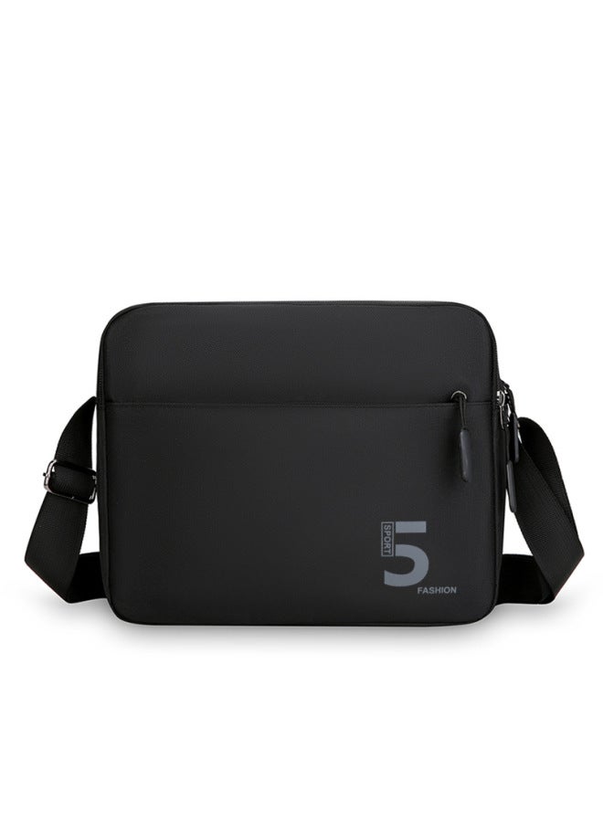 Style Men's Crossbody Shoulder Bag Waterproof PU Casual Simple Satchel Fashionable And Convenient Casual Travel Men's Small Bag-Color:Black - Image 1