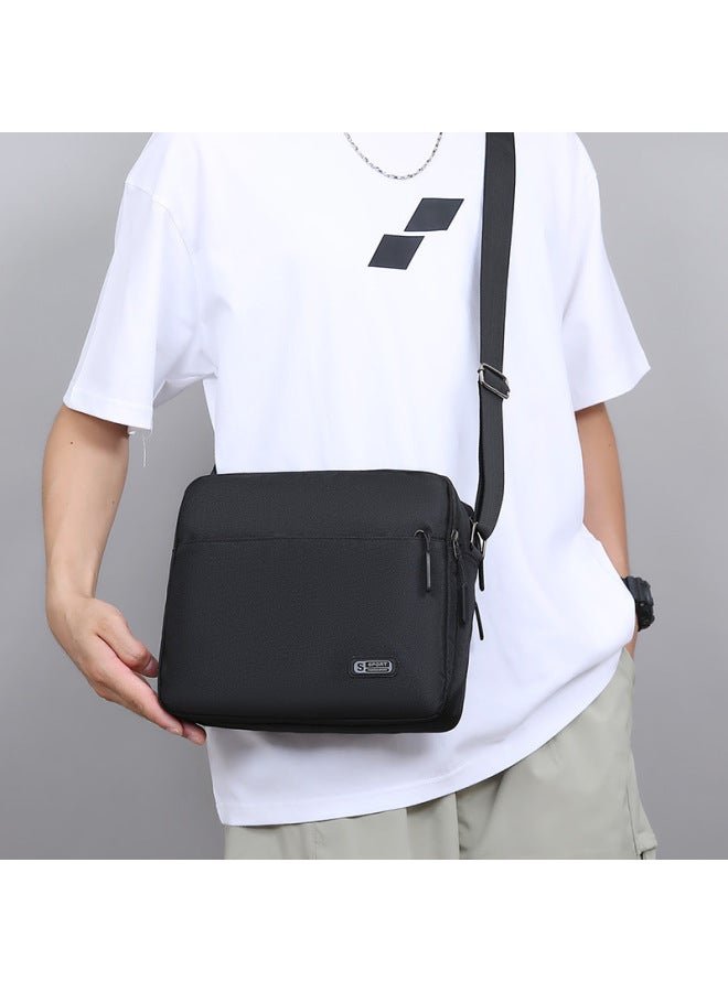 Style Men's Crossbody Shoulder Bag Waterproof PU Casual Simple Satchel Fashionable And Convenient Casual Travel Men's Small Bag-Color:Black - Image 5
