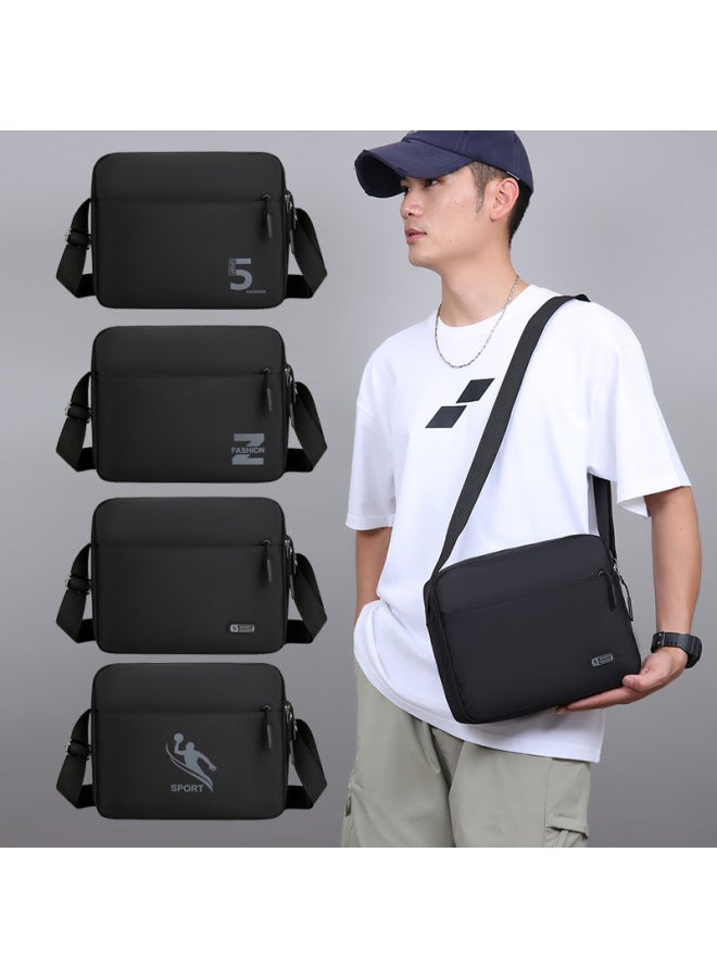 Style Men's Crossbody Shoulder Bag Waterproof PU Casual Simple Satchel Fashionable And Convenient Casual Travel Men's Small Bag-Color:Black - Image 2