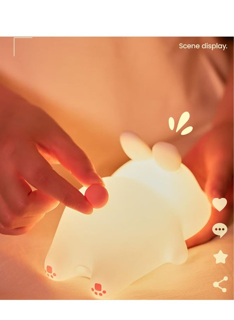 ELTRAZONE Big Face Rabbit Light – Cute Night Light for Kids, Rabbit LED Bedside Lamp, Rechargeable Nursery Night Light for Boys & Girls, Soft Glow Yellow Bunny Lamp, Perfect Gift for Children  - Image 1