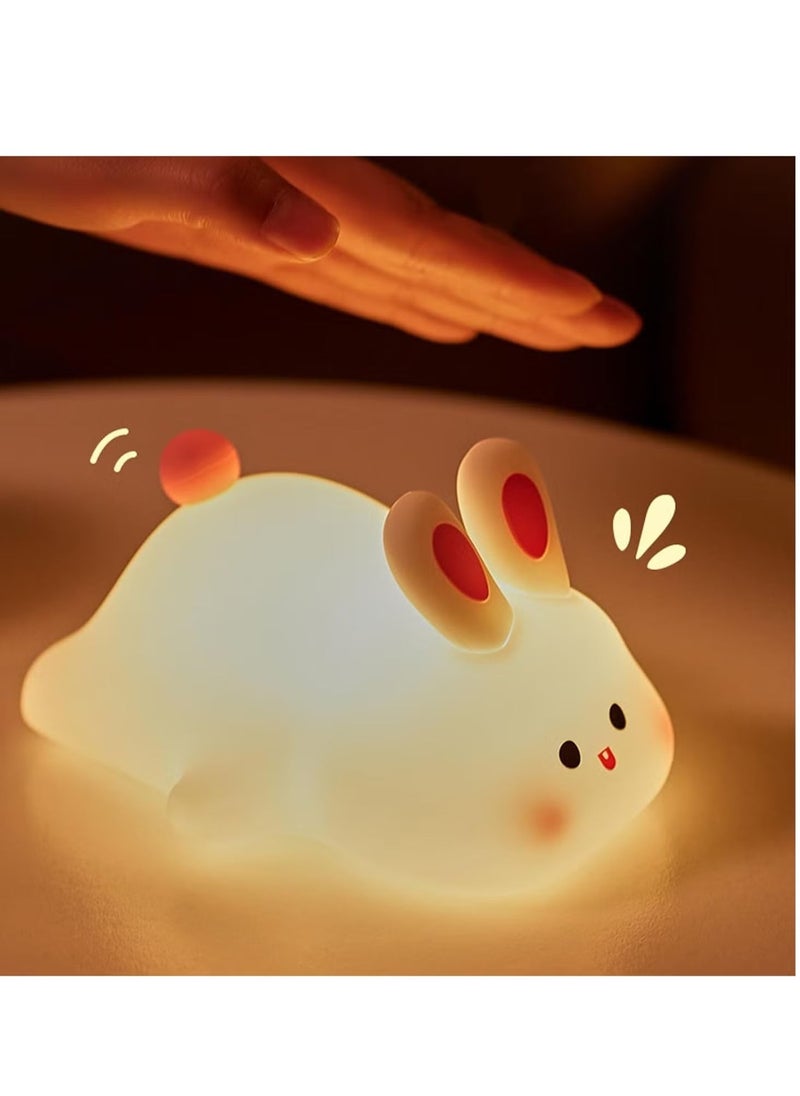 ELTRAZONE Big Face Rabbit Light – Cute Night Light for Kids, Rabbit LED Bedside Lamp, Rechargeable Nursery Night Light for Boys & Girls, Soft Glow Yellow Bunny Lamp, Perfect Gift for Children  - Image 2