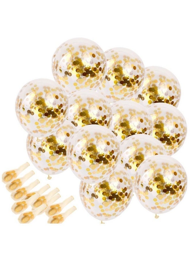 SINKSONS - Gold Confetti Balloons 20 Pieces 12 Inches Party Balloons With Golden Paper Confetti Dots For Party Decorations Wedding Decorations And Proposal (Gold) - Image 1