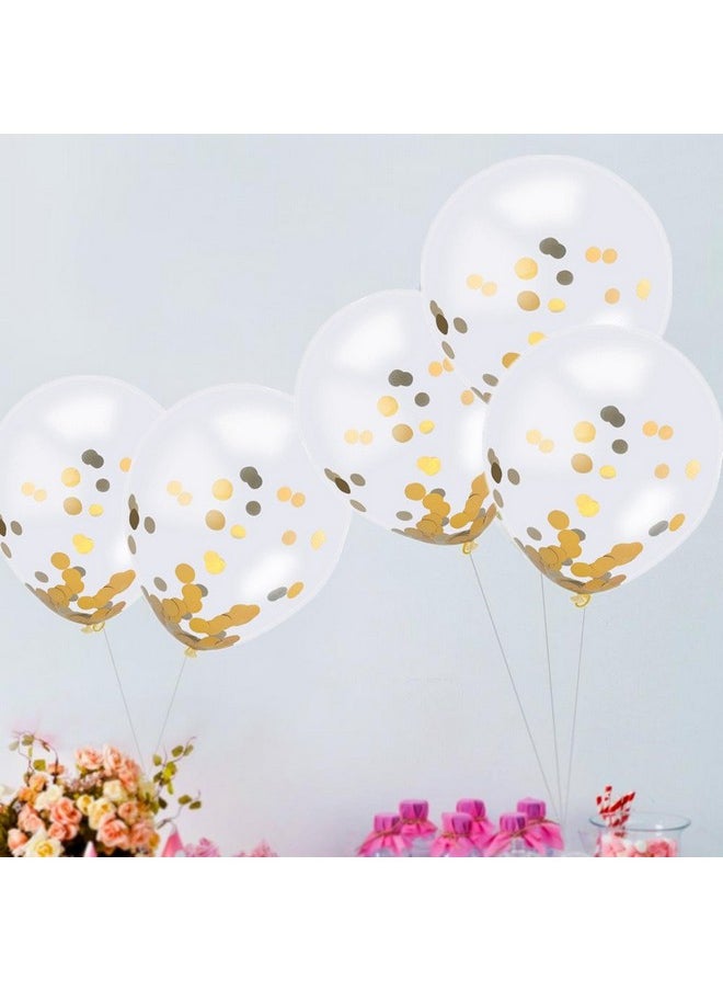 SINKSONS - Gold Confetti Balloons 20 Pieces 12 Inches Party Balloons With Golden Paper Confetti Dots For Party Decorations Wedding Decorations And Proposal (Gold) - Image 1