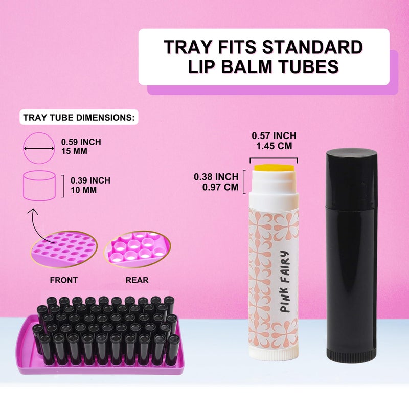 Kare Kind Kare & Kind Lip Ba lm Filling Tray Kit - 1x Filling Tray, 1x Spatula, 50x Lip Balm Tubes (Black), 50x Writable Sticker (3 colors), 50 Printed Stickers (Transparent) - DIY Homemade Lip Balm - Image 5