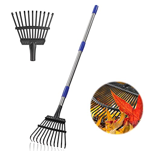 Bird Twig Garden Rake -Small Leaves Rakes for Gardening - 11 Metal Tines 8.5" Wide - 78" Long Handle Leaf Rakes for Lawns Heavy Duty for Yard Lawn Shrub Garden Beds - Image 1