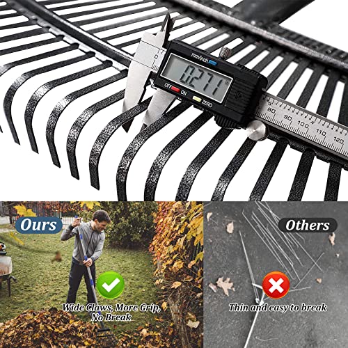 Bird Twig Garden Rake -Small Leaves Rakes for Gardening - 11 Metal Tines 8.5" Wide - 78" Long Handle Leaf Rakes for Lawns Heavy Duty for Yard Lawn Shrub Garden Beds - Image 3