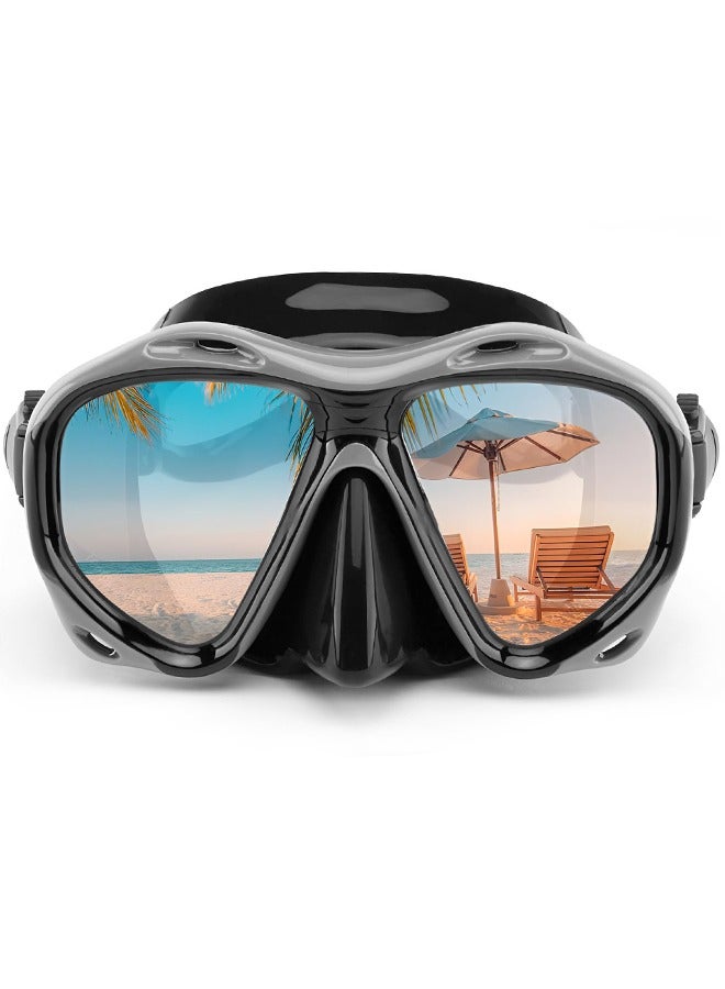 UETEEY Snorkel Diving Mask, Panoramic HD Swim Mask, AntiFog Scuba Diving Goggles, Silicone Skirt Tempered Glass Dive Mask Adult Youth Swim Goggles with Nose Cover for Diving, Snorkeling, Swimming - Image 1