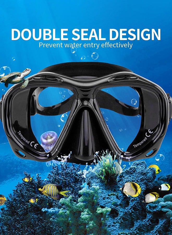 UETEEY Snorkel Diving Mask, Panoramic HD Swim Mask, AntiFog Scuba Diving Goggles, Silicone Skirt Tempered Glass Dive Mask Adult Youth Swim Goggles with Nose Cover for Diving, Snorkeling, Swimming - Image 3