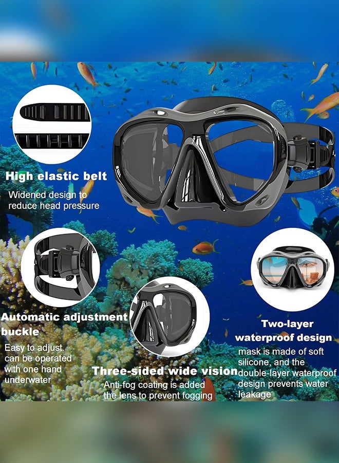 UETEEY Snorkel Diving Mask, Panoramic HD Swim Mask, AntiFog Scuba Diving Goggles, Silicone Skirt Tempered Glass Dive Mask Adult Youth Swim Goggles with Nose Cover for Diving, Snorkeling, Swimming - Image 4