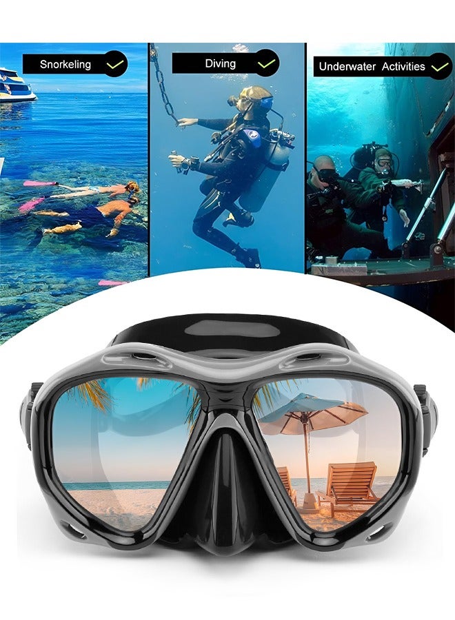 UETEEY Snorkel Diving Mask, Panoramic HD Swim Mask, AntiFog Scuba Diving Goggles, Silicone Skirt Tempered Glass Dive Mask Adult Youth Swim Goggles with Nose Cover for Diving, Snorkeling, Swimming - Image 5