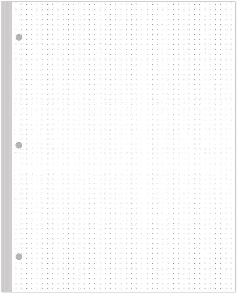 Yaridar 3-Hole Dotted Paper Refills, Letter Size 100Sheets / 200Pages Loose-Leaf Paper, 100gsm, White, 8.5'' x 11'' - Image 1