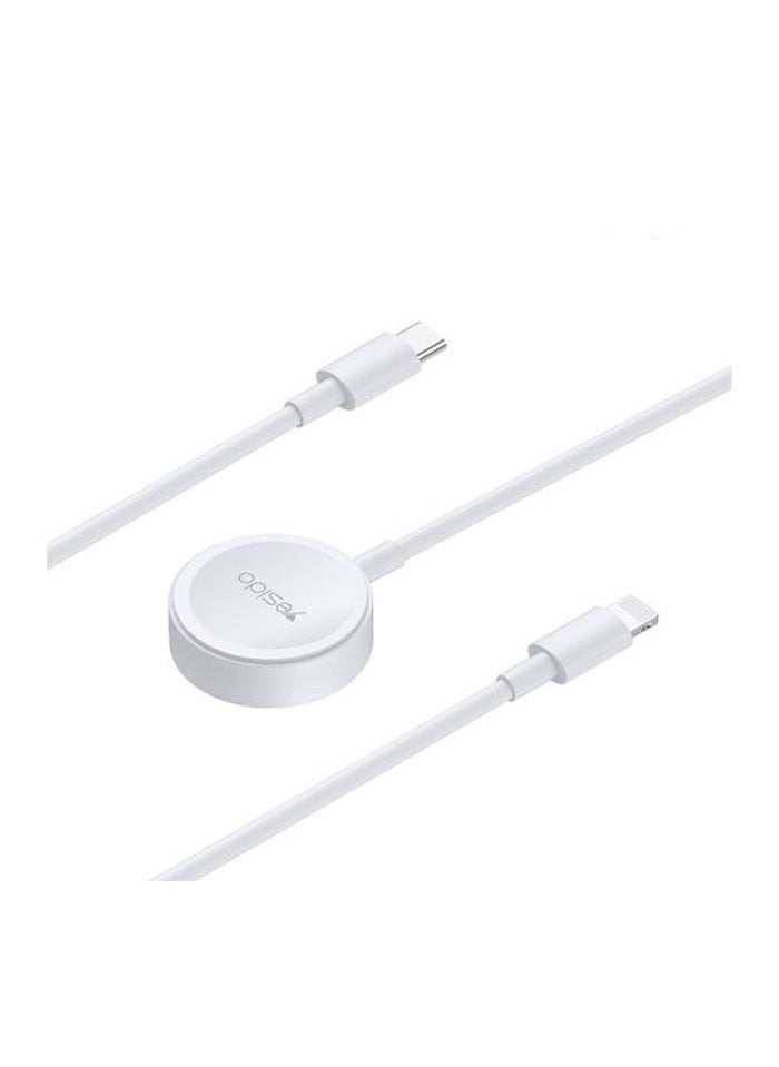 Yesido - Yesido CA113 Type-C and Lightning to Wireless Charging 2 in 1 Magnetic Data Cable - White - Image 1