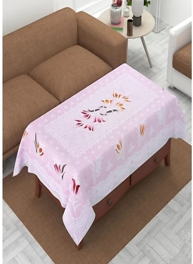 Croox Polyester Floral Design Table Cloth, Anti Slip,Dustproof Centre Table Covers 4 Seater Size - 40X60 in. (Light Pink)