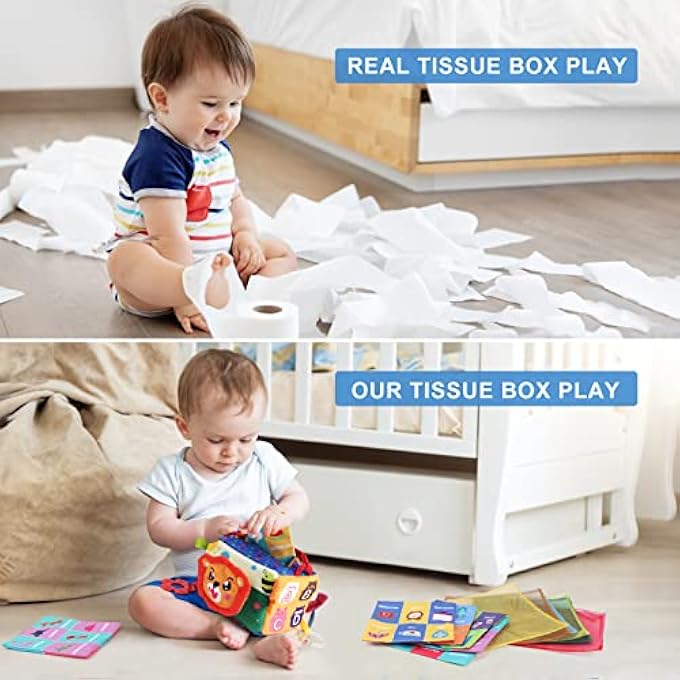 MY FIRST TISSUE BOX WITH TUMMY TIME MIRROR, MONTESSORI TOY BABY INFANTS NEWBORNS KIDS EDUCATIONAL PRESCHOOL LEARNING 3-6-9-12 MONTHS DEVELOPMENT STEM GIFT - Image 3