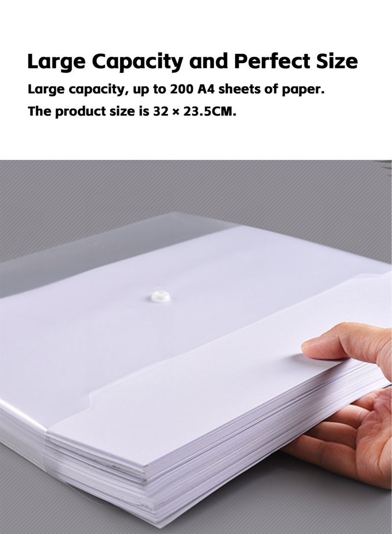 30 Pieces A4 Document Bags with Snap Button Closure, Clear Plastic Poly Envelopes Organizers, Waterproof Transparent File Folder Bags for Office, Home, School, Stationery - Image 4