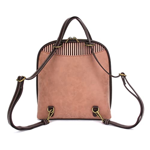 CHALA Convertible Backpack Purse - Women Convertible Shoulder Purse with Adjustable Strap - Butterfly - Dusty Rose - Image 3