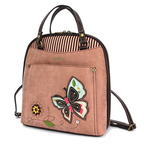 CHALA Convertible Backpack Purse - Women Convertible Shoulder Purse with Adjustable Strap - Butterfly - Dusty Rose - Image 1