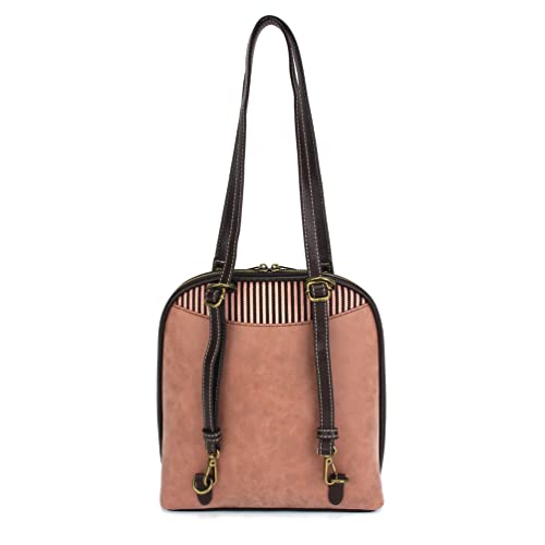 CHALA Convertible Backpack Purse - Women Convertible Shoulder Purse with Adjustable Strap - Butterfly - Dusty Rose - Image 4