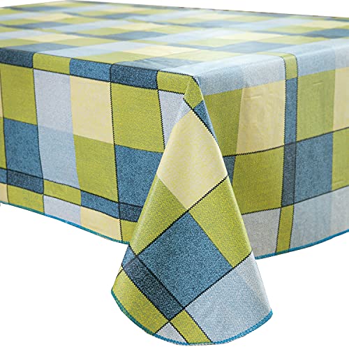 Pioggia Vinyl Tablecloth with Flannel Backed Waterproof OilProof PVC Table Cloth Wipeable SpillProof Plastic Table Cover for Indoor and OutdoorMorden Checkered 60 x 102 Inch Rectangle 